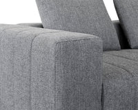 Sunpan Flora Sectional With Antique Brass Frame in Milestone Charcoal