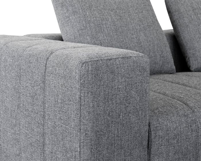 Sunpan Flora Sectional With Antique Brass Frame in Milestone Charcoal