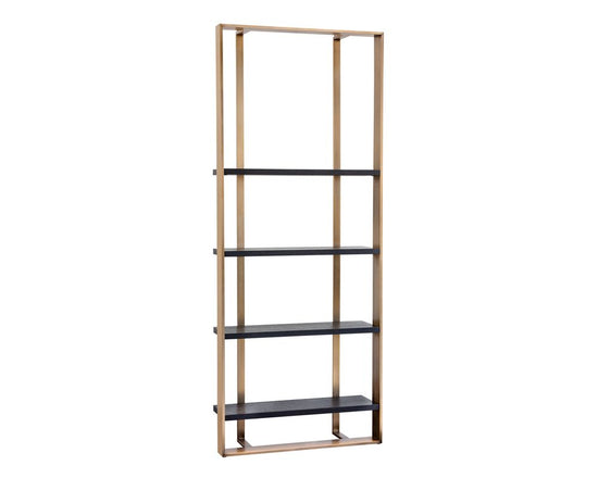 Sunpan Dalton Bookcase - Antique Brass - Black