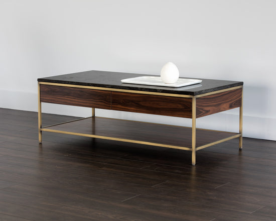 Sunpan Stamos Coffee Table - Gold - Zebra Brown