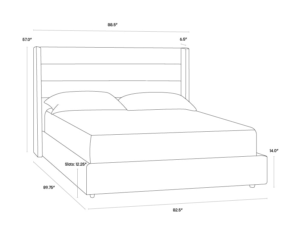 Sunpan Emmit Bed - King in Marble / Quarry /Merino Pearl