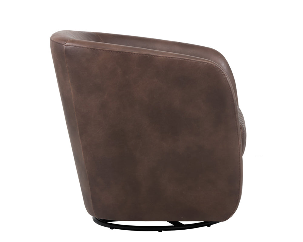 Sunpan Dax Swivel Lounge Chair in Coal Black / Havana Dark Brown