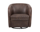 Sunpan Dax Swivel Lounge Chair in Coal Black / Havana Dark Brown