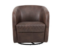 Sunpan Dax Swivel Lounge Chair in Coal Black / Havana Dark Brown