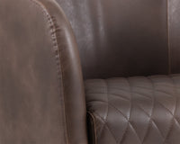 Sunpan Dax Swivel Lounge Chair in Coal Black / Havana Dark Brown