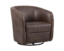 Sunpan Dax Swivel Lounge Chair in Coal Black / Havana Dark Brown