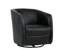 Sunpan Dax Swivel Lounge Chair in Coal Black / Havana Dark Brown