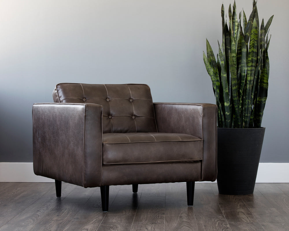 Sunpan Donnie Armchair - Coal Black/Dark Grey/Havana Dark Brown/Light Grey/Tobacco Tan
