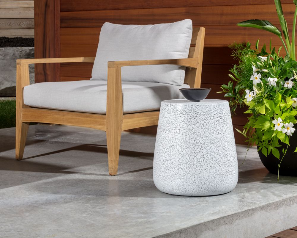SUNPAN Rollo Side Table - White And Black Crackle