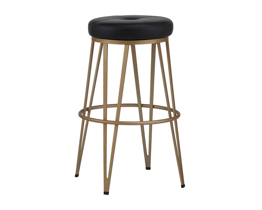 SUNPAN Matthews Swivel Barstool - Champagne Gold - Onyx, Black - Bravo Admiral, Black - Bravo Cognac, Black - Bravo Cream, Black - Bravo Metal