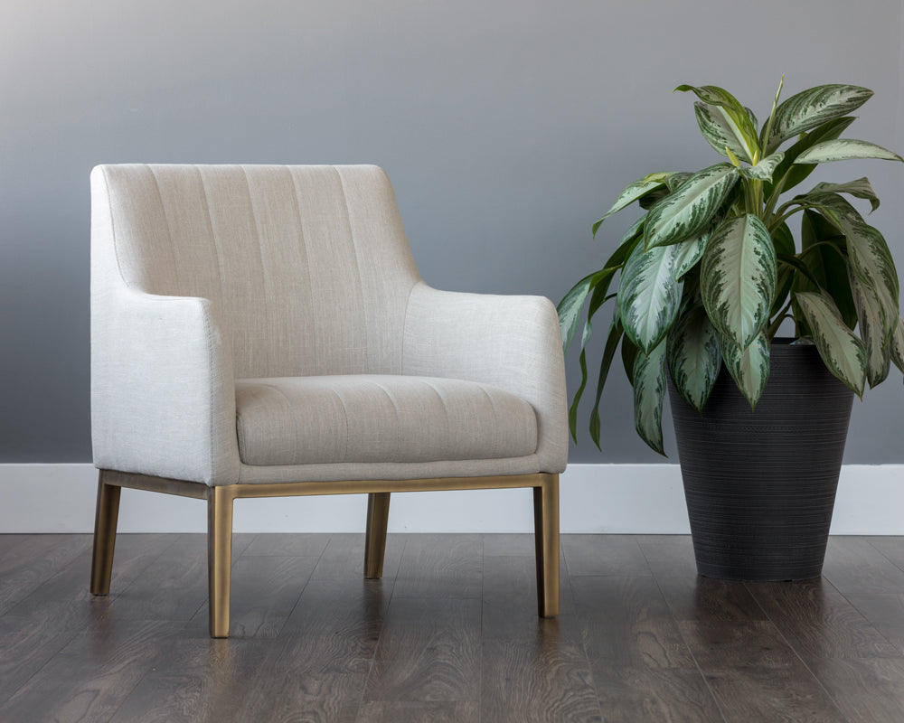 Sunpan Wolfe Lounge Chair in Beige Linen/Bravo Cream/Bravo Metal/Vintage Black/Vintage Blue/Vintage Cognac