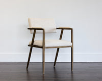 Sunpan Ventouz Dining Armchair in Beige Linen/Vintage Black
