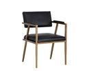 Sunpan Ventouz Dining Armchair in Beige Linen/Vintage Black