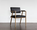 Sunpan Ventouz Dining Armchair in Beige Linen/Vintage Black