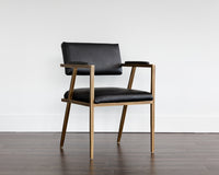 Sunpan Ventouz Dining Armchair in Beige Linen/Vintage Black