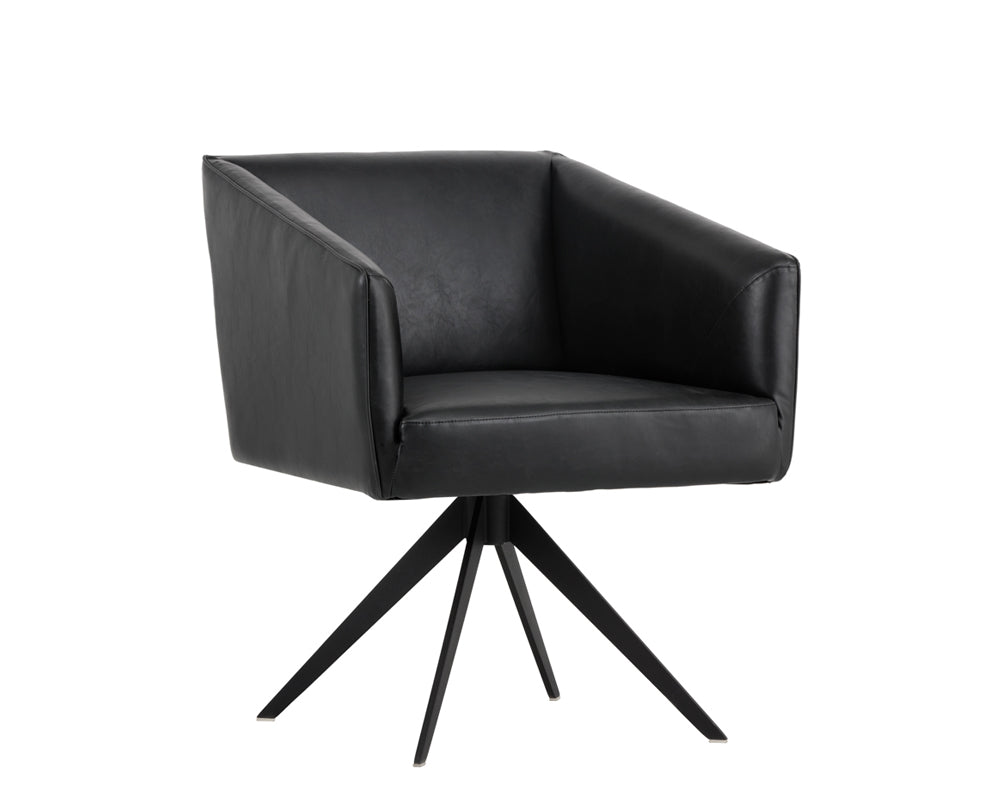 Sunpan Phoenix Swivel Dining Armchair - Coal Black