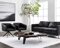 Sunpan Phoenix Swivel Dining Armchair - Coal Black