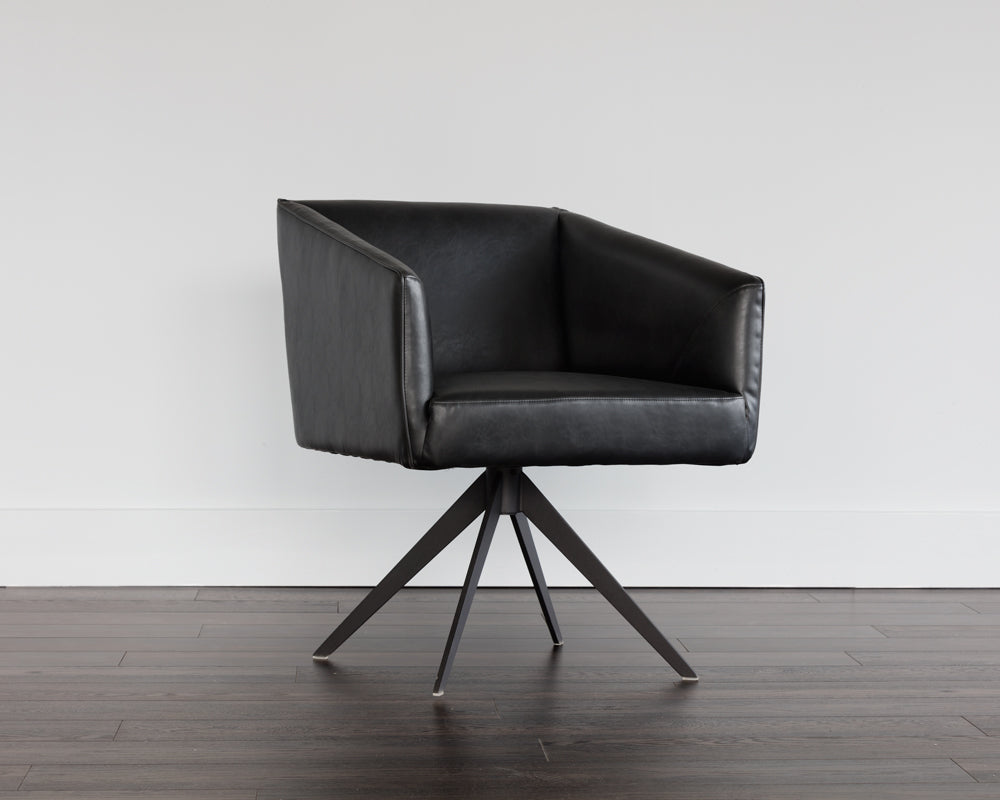 Sunpan Phoenix Swivel Dining Armchair - Coal Black