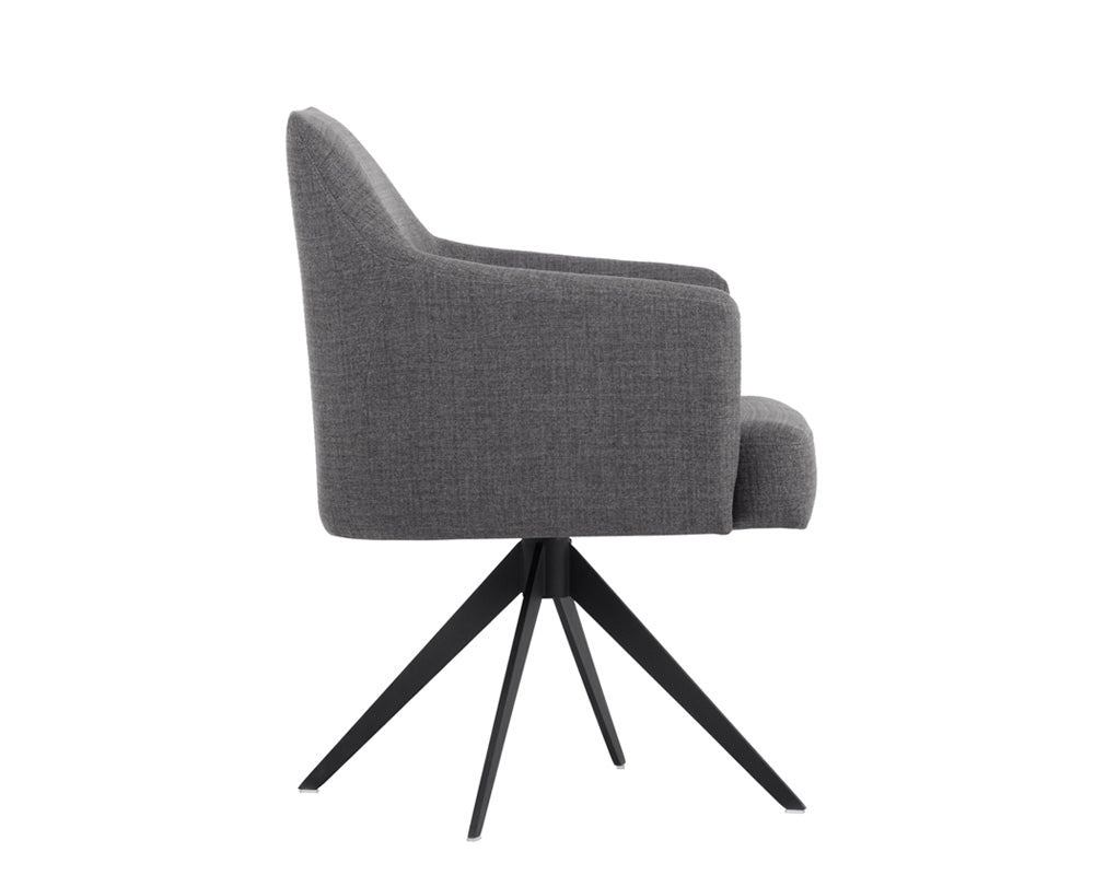 Sunpan Sydney Swivel Dining Armchair In Coastal Grey/Midnight Blue
