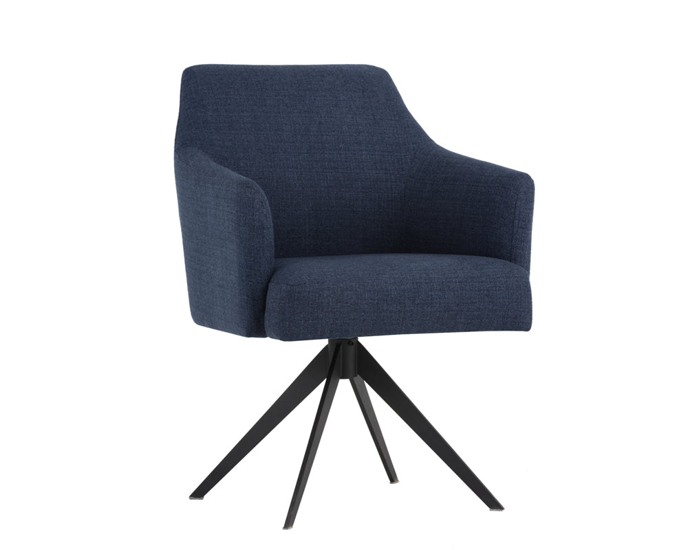 Sunpan Sydney Swivel Dining Armchair In Coastal Grey/Midnight Blue