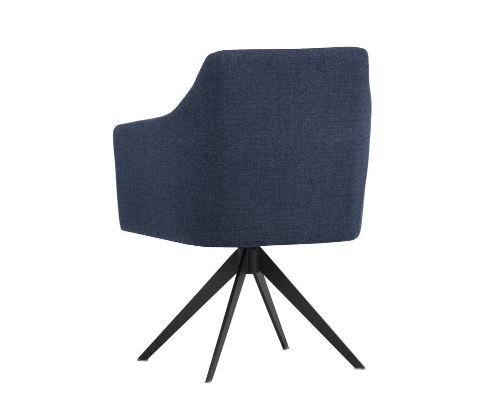 Sunpan Sydney Swivel Dining Armchair In Coastal Grey/Midnight Blue