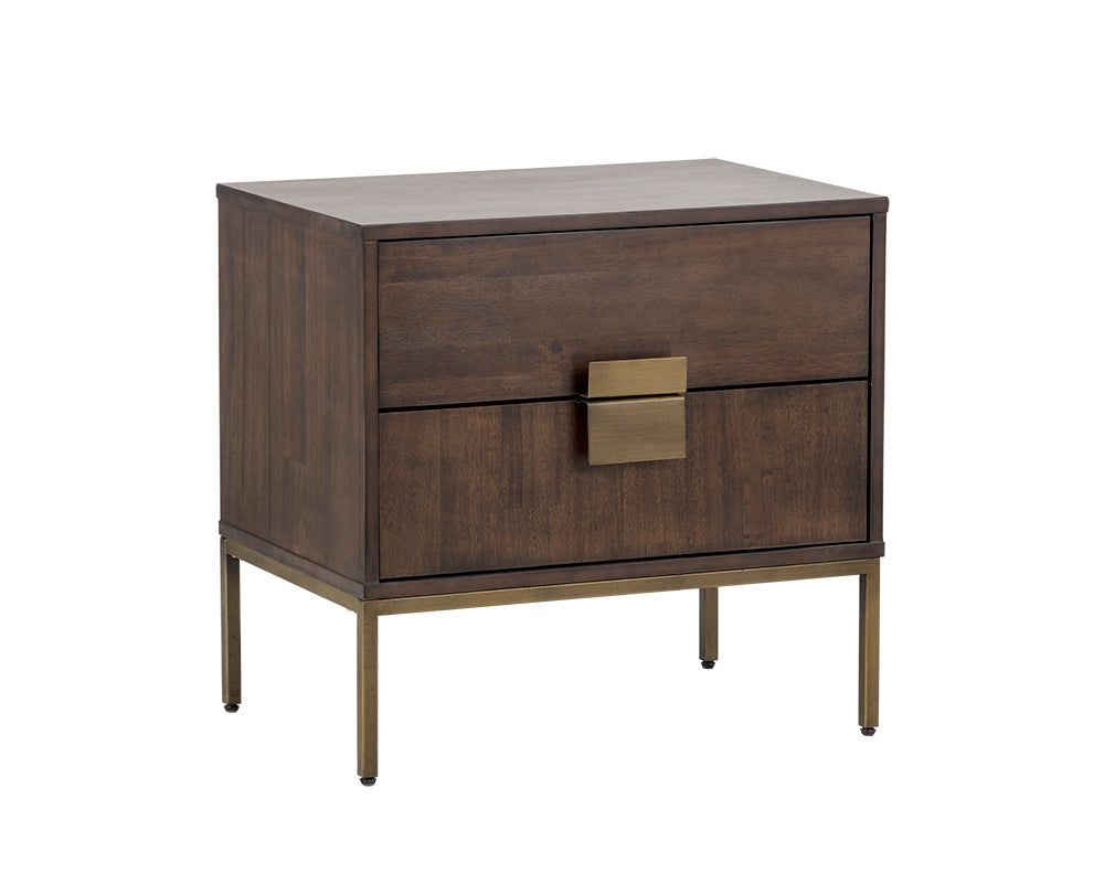 Sunpan Jade Nightstand - Antique Brass and Dark Mango/Antique Silver and Ash Grey