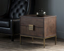 Sunpan Jade Nightstand - Antique Brass and Dark Mango/Antique Silver and Ash Grey