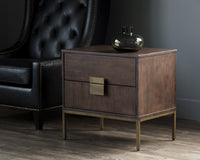 Sunpan Jade Nightstand - Antique Brass and Dark Mango/Antique Silver and Ash Grey