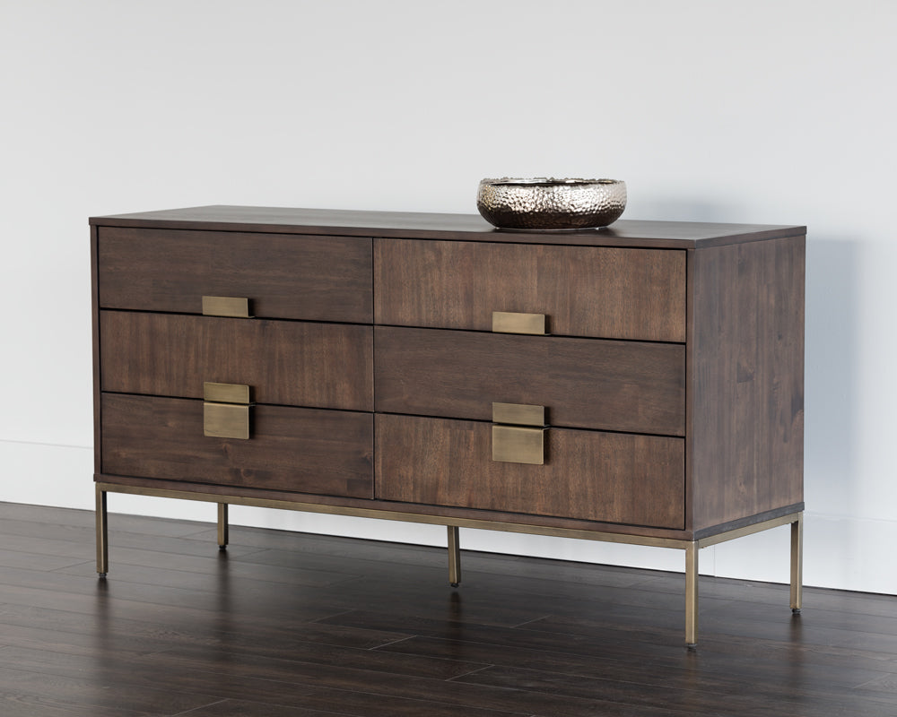 Sunpan Jade Dresser - Antique Brass In Dark Mango/Ash Grey