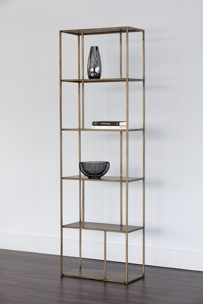Sunpan Eiffel Bookcase - Small - Antique Brass / Black