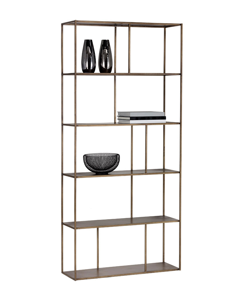 Sunpan Eiffel Bookcase - Large - Antique Brass/Black