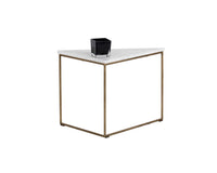 SUNPAN Tribute End Table - White Marble, Brown Marble