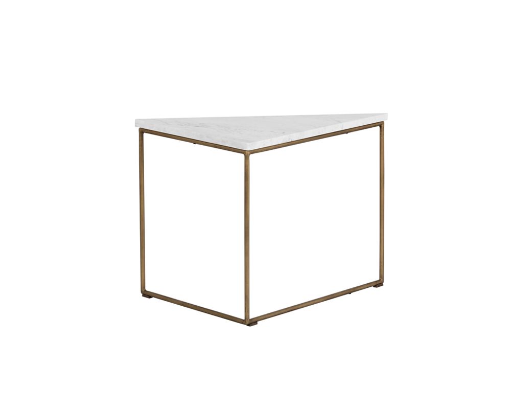 SUNPAN Tribute End Table - White Marble, Brown Marble