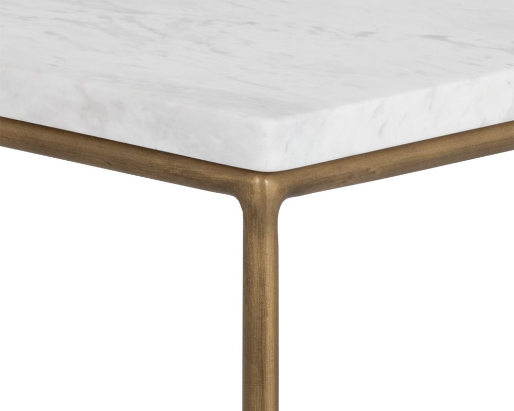 SUNPAN Tribute End Table - White Marble, Brown Marble