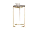 Sunpan Tillie End Table - Brass and Natural Agate Stone/Stainless Steel and Black Agate Stone
