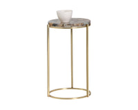 Sunpan Tillie End Table - Brass and Natural Agate Stone/Stainless Steel and Black Agate Stone