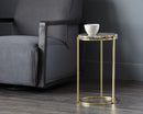 Sunpan Tillie End Table - Brass and Natural Agate Stone/Stainless Steel and Black Agate Stone