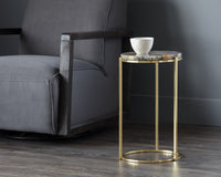Sunpan Tillie End Table - Brass and Natural Agate Stone/Stainless Steel and Black Agate Stone