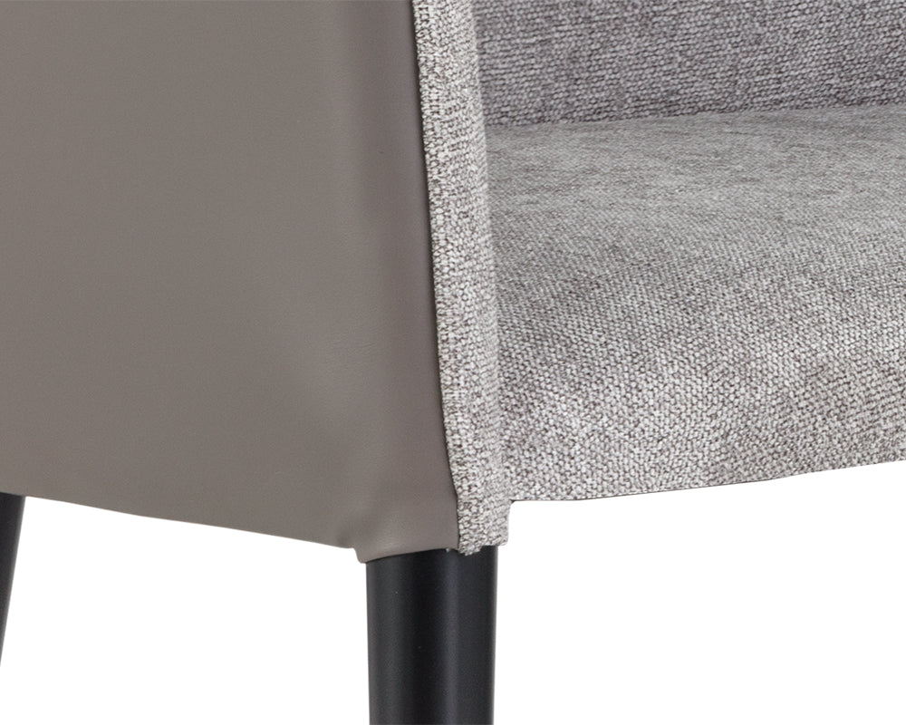 Sunpan Asher Dining Armchair - Abbington Black and Napa Black/Flint Grey and Napa Taupe/Sparrow Grey and Napa Black