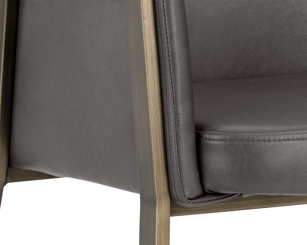 Sunpan Bernadette Dining Armchair - Bravo Admiral/Bravo Black/Bravo Cognac/Kendall Grey