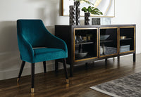 Sunpan Adelaide Dining Armchair in Calico Cream/Timeless Teal