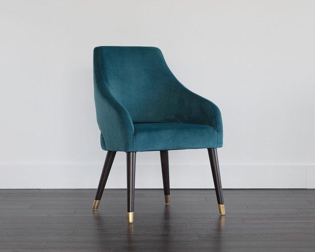 Sunpan Adelaide Dining Armchair in Calico Cream/Timeless Teal