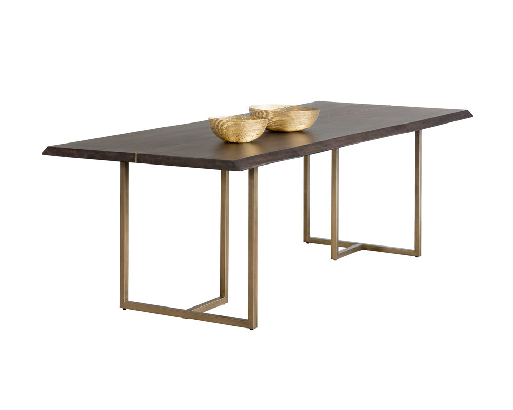 Sunpan Donnelly Dining Table In Antique Brass and Dark Mango/Ash Grey  - 95"