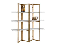 Sunpan Halston Bookcase - Antique Brass - White
