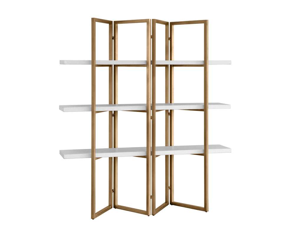 Sunpan Halston Bookcase - Antique Brass - White