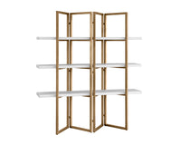 Sunpan Halston Bookcase - Antique Brass - White