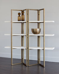 Sunpan Halston Bookcase - Antique Brass - White