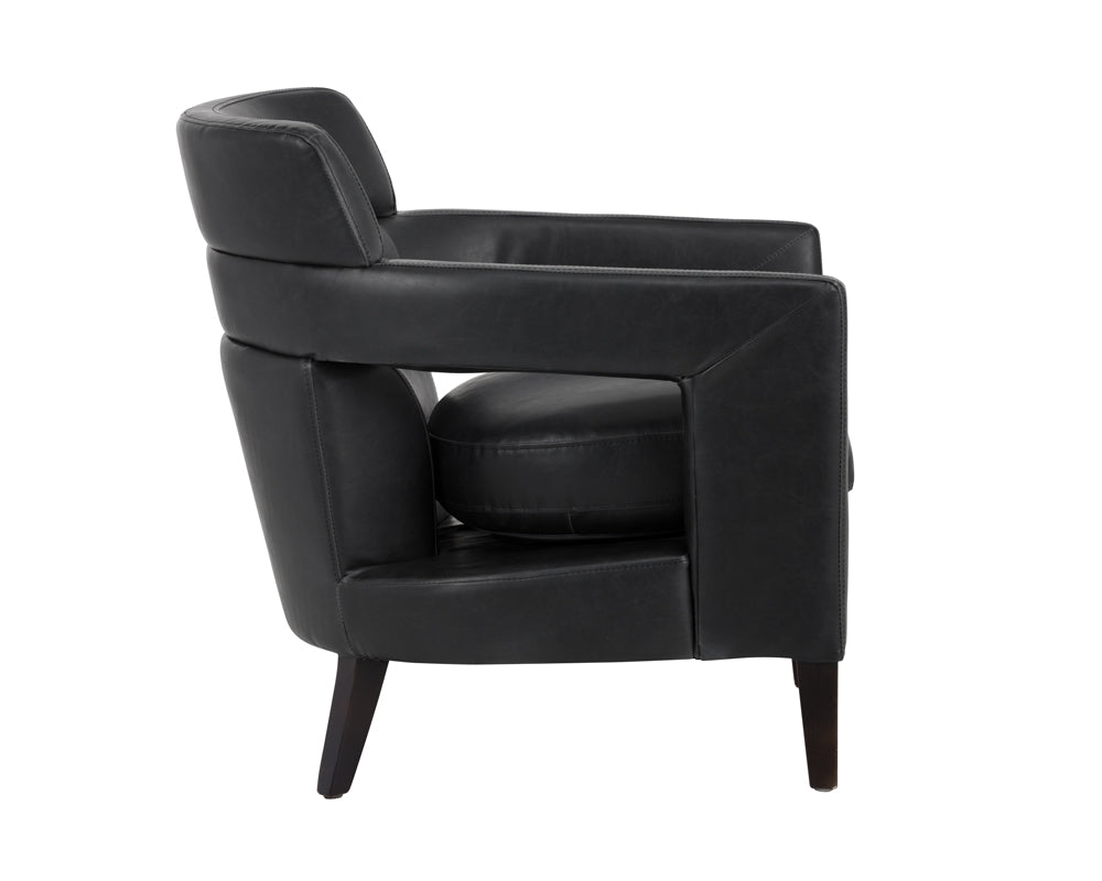 Sunpan Bloor Lounge Chair - Coal Black/Havana Dark Brown