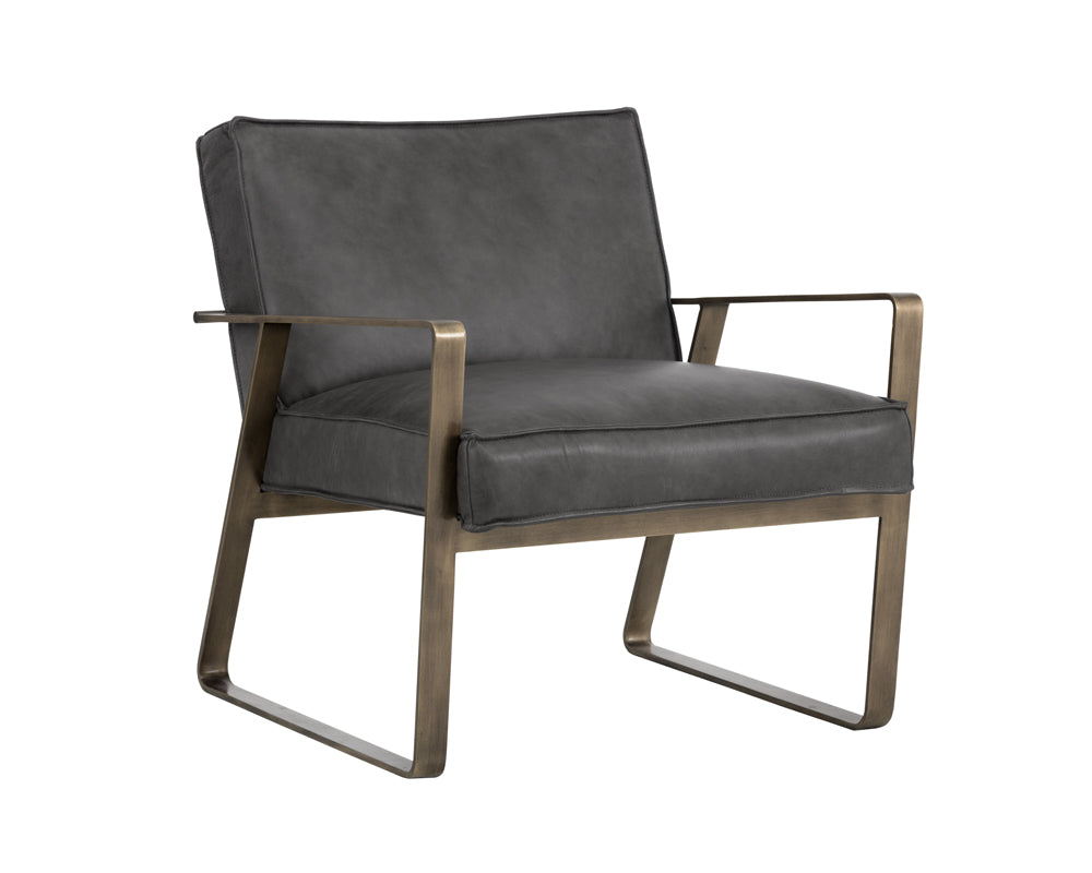 Sunpan Kristoffer Lounge Chair - Vintage Peacock/Steel Grey/Vanilla Leather