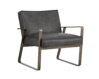 Sunpan Kristoffer Lounge Chair - Vintage Peacock/Steel Grey/Vanilla Leather
